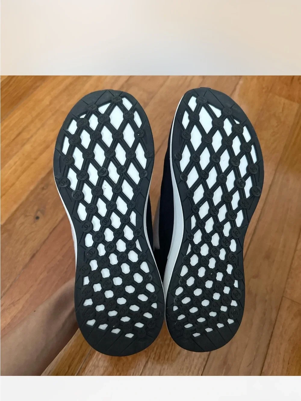 CHANEL Black and Beige Low-Top Logo Sneakers